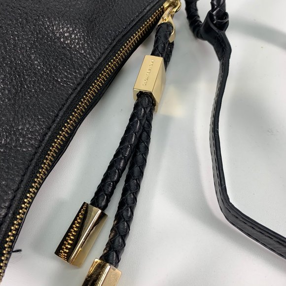 Michael Kors Black Pebbled Leather Small Braided Zipper Crossbody Bag - Picture 10 of 12